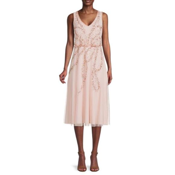 Adrianna Papell Beaded Tulle Dress size 0 - Picture 1 of 8